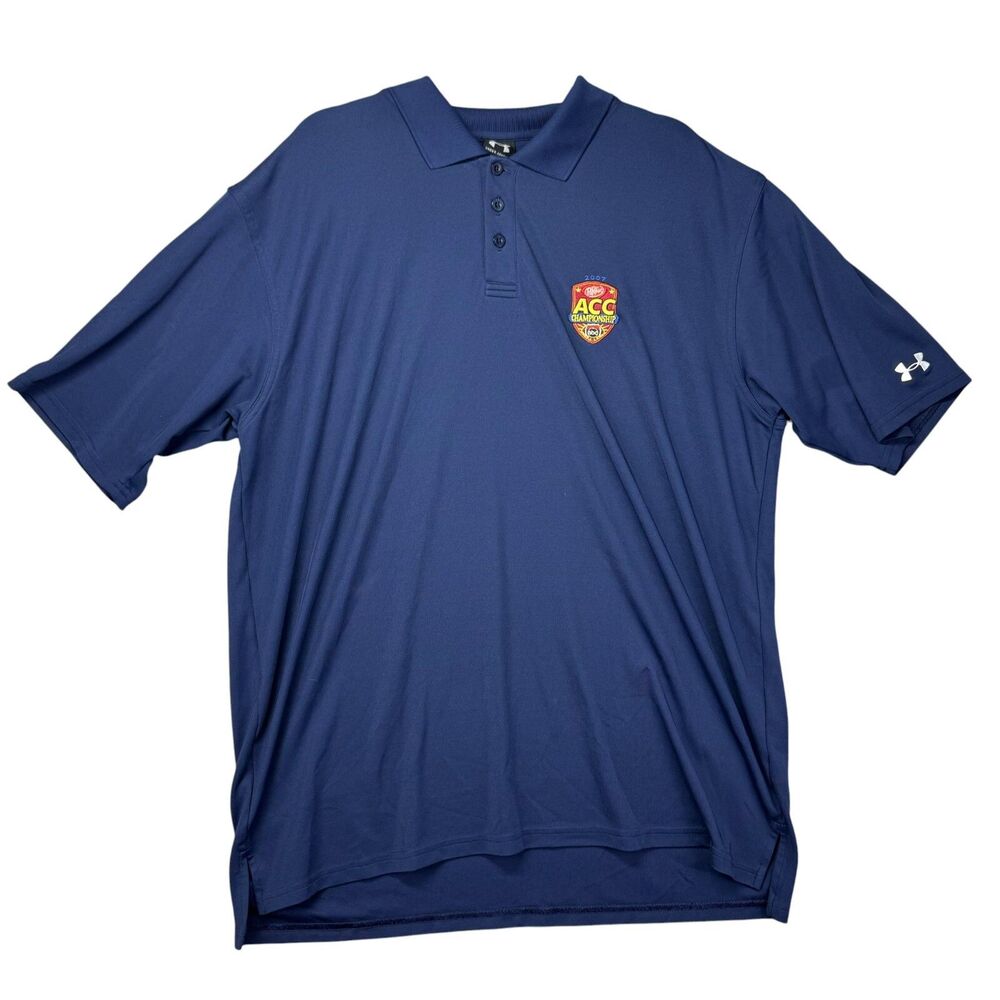 Under Armour Polo Shirt Men's XL Blue Short Sleeve Dr. Pepper ACC Championship